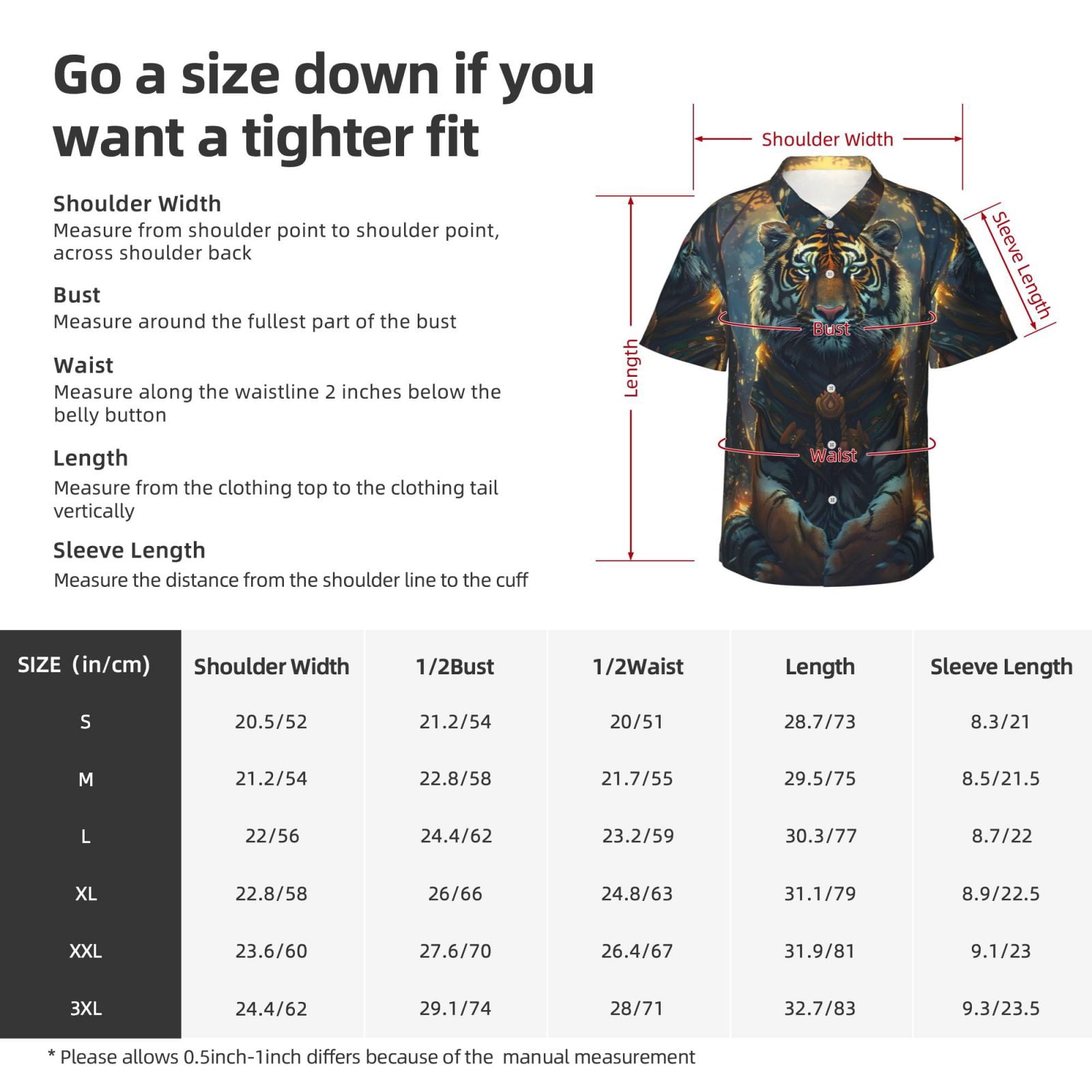 Logiee Forest Meditating Tiger Print Mens Hawaiian Shirts,Loose-Fit Short Sleeve Button Down Tropical Aloha Beach Shirt,Summer Vacation Wedding Tops,