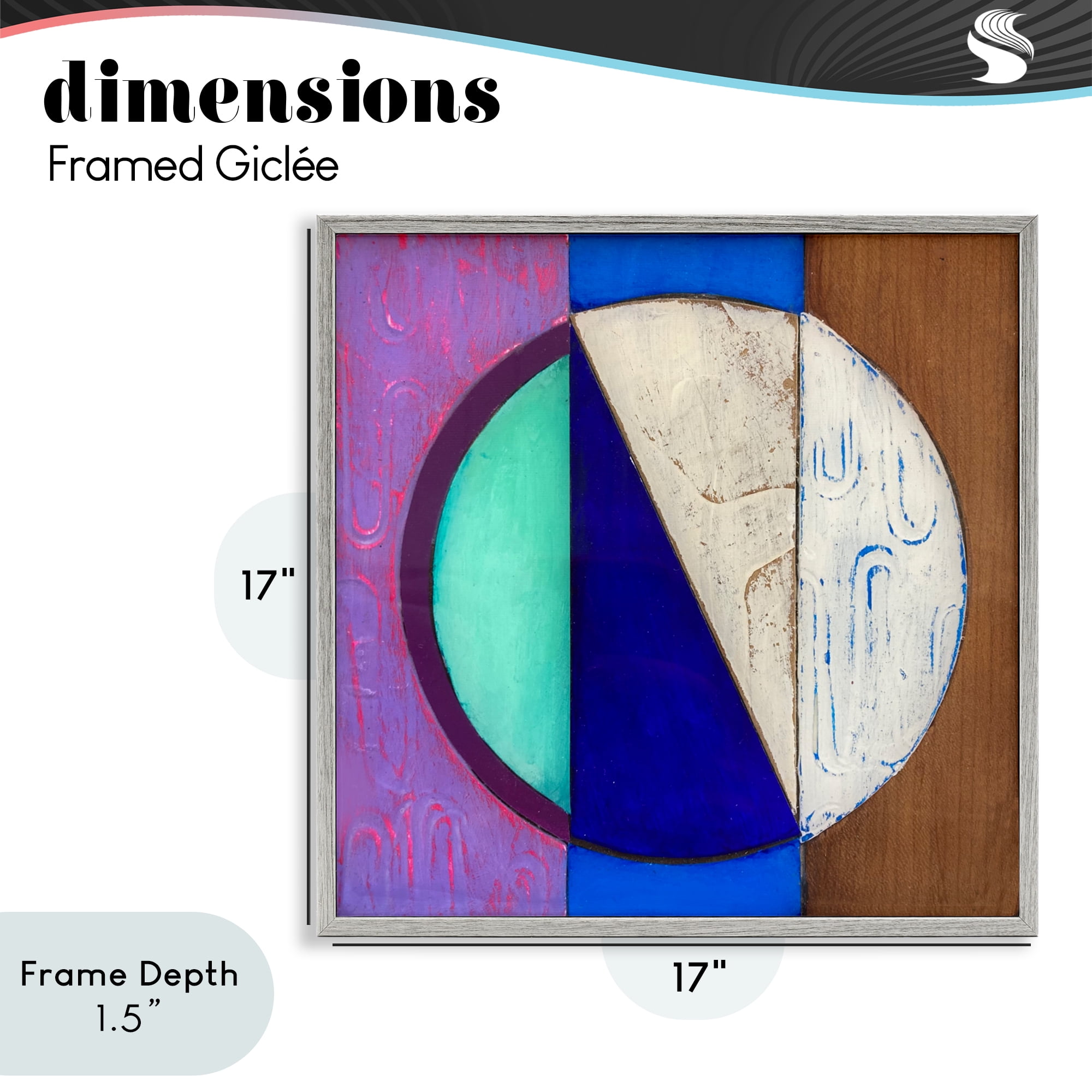 Stupell Industries Structured Blue & Purple Circle Gray Framed Giclee Art, design by Matthew Finger