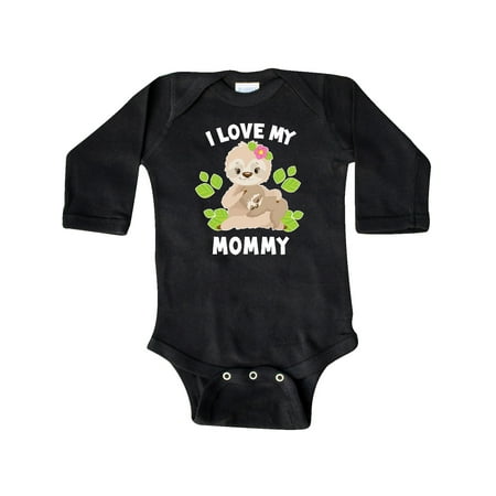

Inktastic Cute Sloth I Love My Mommy with Green Leaves Gift Baby Boy or Baby Girl Long Sleeve Bodysuit
