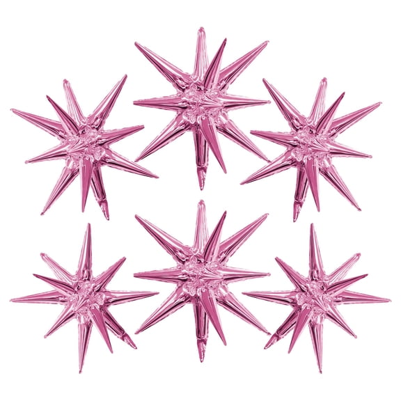 Star Foil Mylar Balloon 6 Cone Spike Starburst Explosion 27 Inch Star Balloons for Christmas Birthday Bachelorette Party (pink)