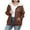 Brown, variant on Bovxnpu Women's Winter Faux Furs Coats Long Sleeve Zip Up Fleece Jacket Casual Trendy Outerwear Women's Christmas Fashion Plus Size Solid Color Zip Hooded Fleece Sweatshirt Jacket