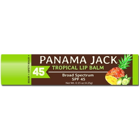 Panama Jack Tropical Lip Balm - SPF 45, Broad Spectrum UVA-UVB Sunscreen Protection, Prevents & Soothes Dry, Chapped Lips (Tropical Lip Balm,