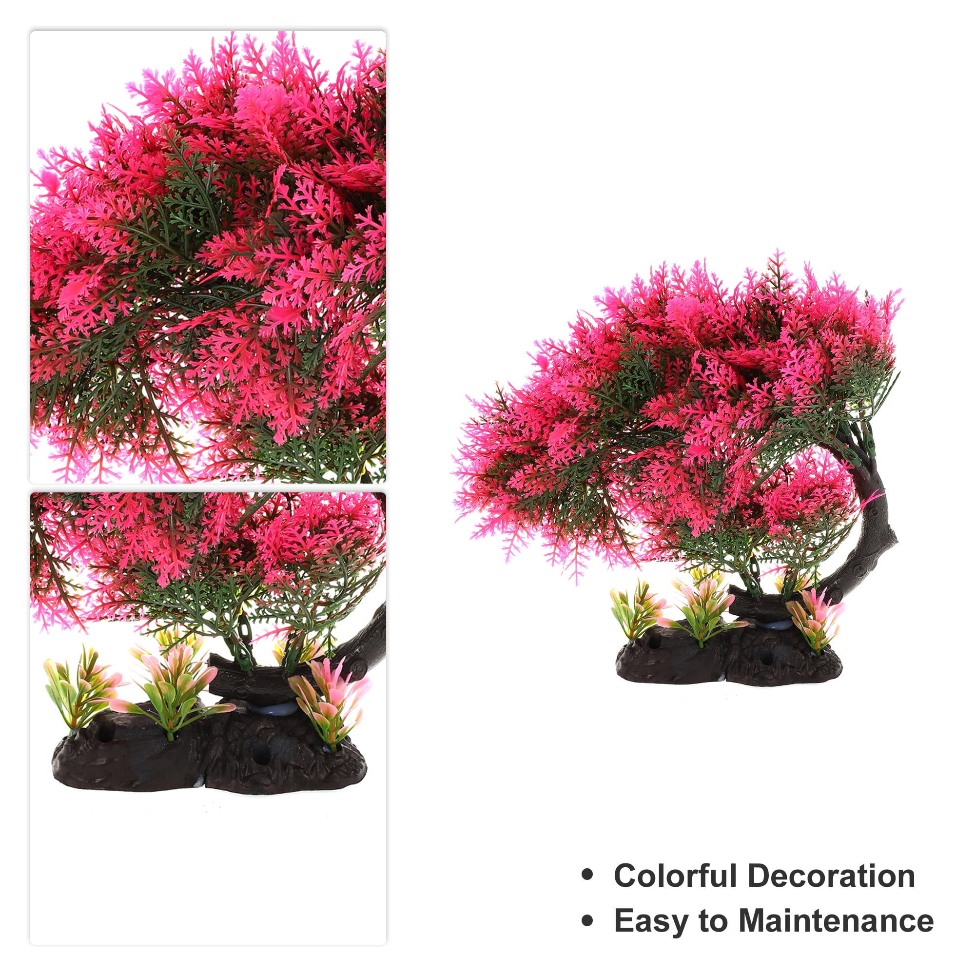 Unique Bargains 1 Pcs Aquarium Plants Tree Decorations Fish Tank Aquatic Plant Red 7.87"