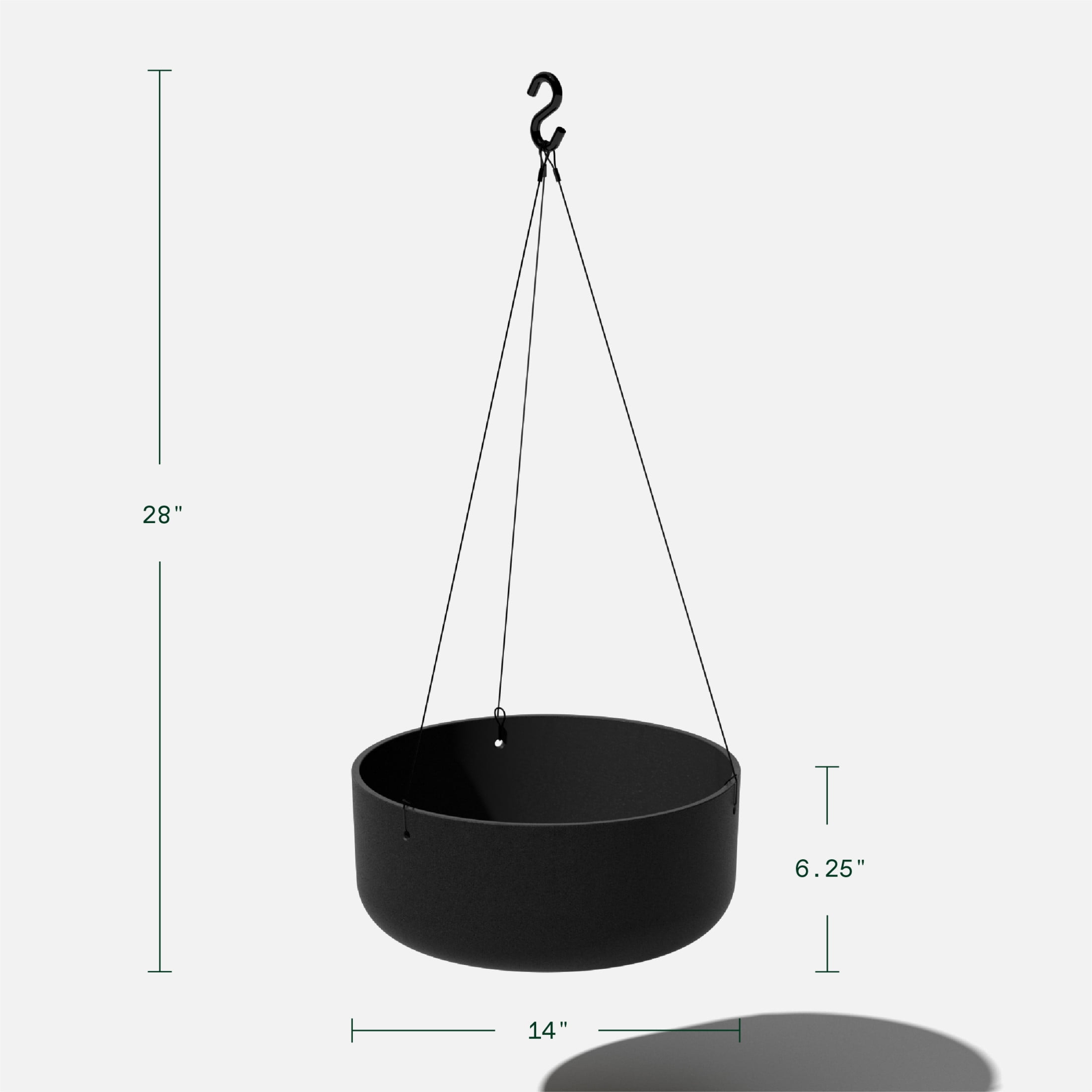 Veradek Mason Series Hanging Kona Bowl 14" Plastic-Stone Planter 2-Pack Black