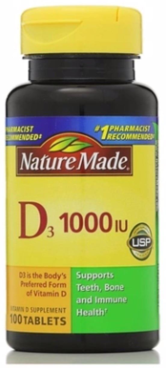 Nature Made Vitamin D 1000 IU Tablets 100 ea (Pack of 2) - Walmart.com