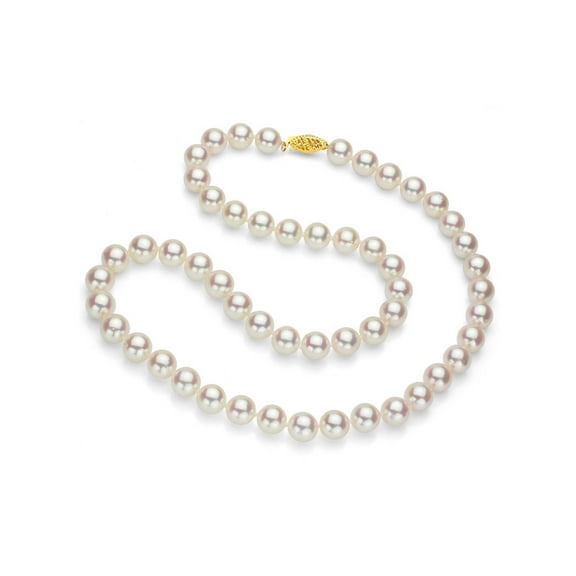 ADDURN 7.5-8mm White Perfect Round Akoya Pearl 36" Necklace with 14kt Yellow Gold Clasp