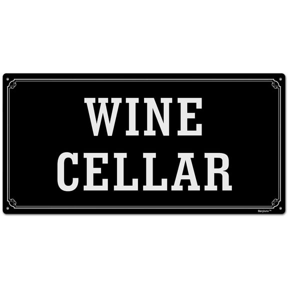 BTFSigns 6 x 12 inch Wine Cellar in Rust-Free Aluminum, Metal Signs for Door, Black and White, Rounded Corners, Durable, Long Lasting