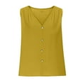 thumbnail image 4 of Women's Cotton Linen Sleeveless Shirt - Deep V-Neck Button Tank Top, Breathable Casual Vest for Summer 2025, Trendy Solid Color Tee with Relaxed Fit, 4 of 7