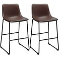 thumbnail image 1 of Vitesse 30 inch PU Faux Leather Counter Bar Height Stools with Back, Black Metal Legs Upholstered Modern Armless Stool, Pub Chairs for Dining Room Coffee House Rustic Bar, Set of 2 (Dark Brown), 1 of 7