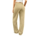 thumbnail image 6 of Women's Wide Leg Sweatpants Cotton Soft Fabric Drawstring with Low Waist Trendy Casual Baggy Khaki 2XL, 6 of 7