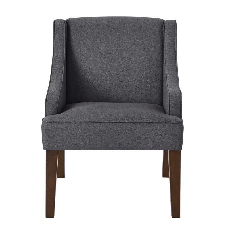 Mid Century Modern Accent Chair, Upholstered Fabric Armchair with Solid Wood Legs, Comfy Lounge Reading Chair for Living Room, Bedroom, Office, Dark Gray