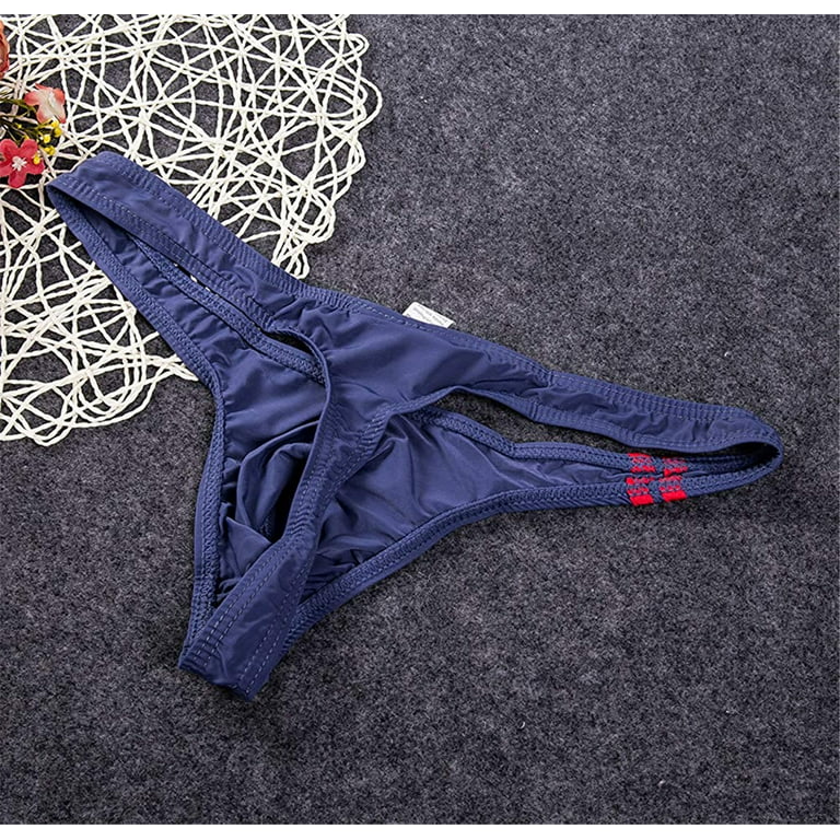 Kiapeise New Ice Silk Sexy Mens Bikini Swimwear Elastic Briefs Thongs  G-String Underwear 