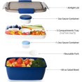 thumbnail image 2 of TRAHOO-Salad Container for Lunch, SWKIEN 68 oz Salad Bowl with 5-Compartment, Bento Lunch Box Container with 2pcs Salad Dressing Container to Go, Large Leak-Proof Bento Box Adult Lunch Box, BPA-Free, 2 of 4