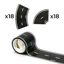PlayTape Black Road Tape Starter Pack - 30 ft x 2 in Road Tape with 36 Curve Stickers for Toy Cars