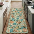 thumbnail image 3 of WIPONKEN 2x6 Floral Area Rugs Machine Washable Non-Slip Botanical Scalloped Rug for Living Room Bedroom, Modern Farmhouse Floor Mat with Vintage Flowers Pattern, Home Decor Indoor Low Pile Green, 3 of 8