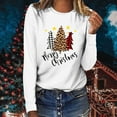 thumbnail image 2 of Odeerbi Christmas Tops For Women Long Sleeve Blouses MERRY CHRISTMAS Plaid Print 2025 Casual Round Neck T-shirt White, 2 of 7