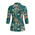thumbnail image 3 of Uorisanigo Classic Butterfly Women's Golf Shirt Size XL Versatile Moisture Wicking Casual Tennis Activewear Comfortable Breathable 3/4 Sleeve Athletic Tops with Zip Up Collar for Women, 3 of 7