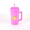 thumbnail image 1 of MAINSTAYS GOBELET EN PLASTIQUE À DOUBLE PAROI ROSE AVEC POIGNÉE ET PAILLE – 946 ML, 1 of 5