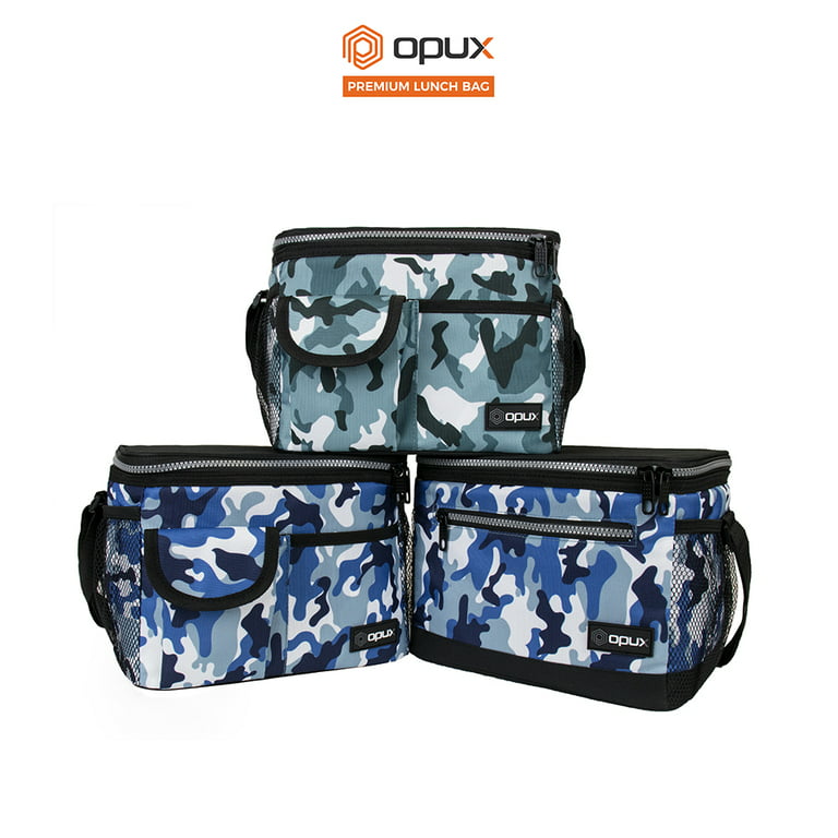 OPUX Large Insulated Lunch Bag Men Women, Leakproof Thermal Reusable Soft  Cooler Tote Work School Adult Kid Boy Girl (Camo Blue, Medium - 8L)