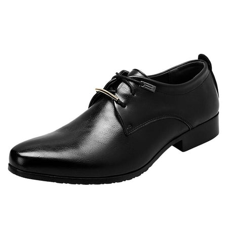 adviicd Work Shoes for Men Leather Men s Classic Modern Formal Oxfords Lace Up Leather Lined Dress Shoes (Black 8.5)