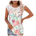 thumbnail image 1 of Camiseta sin mangas de encaje con estampado de mujer Camiseta sin mangas de empalme de cuello redondo Camiseta ligera y cómoda delgada OAVQHLG3B Store lin121212, 1 of 5