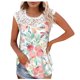 thumbnail image 1 of Camiseta sin mangas de encaje con estampado de mujer Camiseta sin mangas de empalme de cuello redondo Camiseta ligera y cómoda delgada OAVQHLG3B Store lin121212, 1 of 5