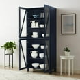 thumbnail image 6 of Crosley Furniture Cassai MDF Wood and Tempered Glass Tall Storage Pantry in Navy, 6 of 16