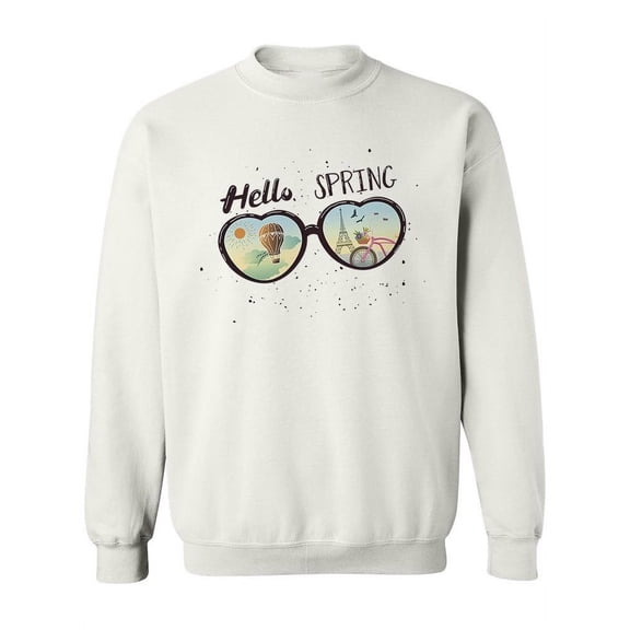 Hello Spring Heart Sunglasses Sweatshirt Women -Image by Shutterstock, Female 4X-Large