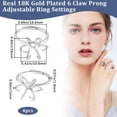 4Pcs Brass Adjustable Ring Findings Prong Solitaire Ring Settings 925 ...