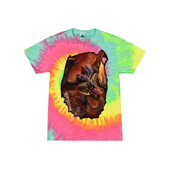 Wild Bobby, Enraged Angry Flying Dragon, Pop Culture, Tie-Dye Tees, Minty Rainbow, X-Large