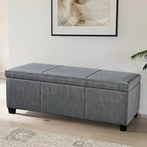 BELLEZE Storage Ottoman Bench Footstool - Amherst (Gray)