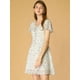 thumbnail image 2 of Vestido De Gasa Con Cuello En V Y Manga Con Volantes Floral Allegra K Blanco Azul XS, 2 of 6