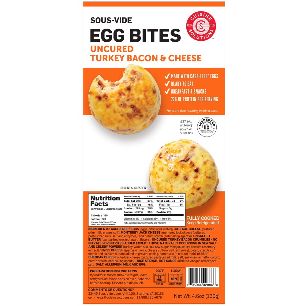 Cuisine Solutions Turkey Bacon & Cheese Sous Vide Egg Bite Walmart