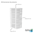 thumbnail image 2 of Italhome Cajonera De Plástico, Cajonera Organizador Multiusos De Color Blanco Con 5 Cajones Transparentes Fox, 2 of 7