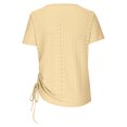 thumbnail image 5 of HAPIMO Women's Trendy Loose Tops Eyelet Dressy Tunic for Teen Girls Solid Color Drawstring Summer Short Sleeve Square Neck Pullover Elegant Casual Blouses Yellow XXL, 5 of 6