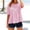 *Pink, variant on Women's Plaid Round Neck Short Sleeve Babydoll Blouse,Casual Summer Peplum Top Black,Women's Plus M