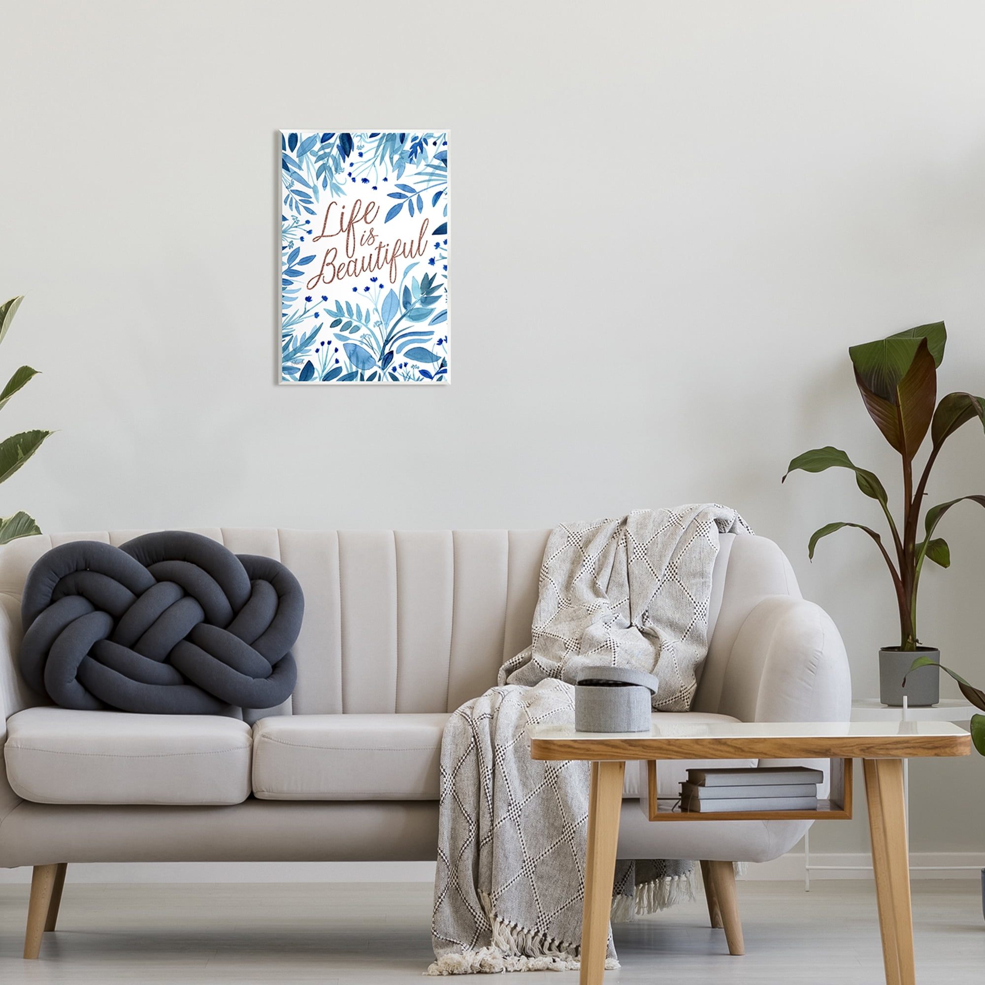 Stupell Life Is Beautiful Blue Wildflowers Botanical & Floral Painting Wall Plaque Unframed Art Print Wall Art