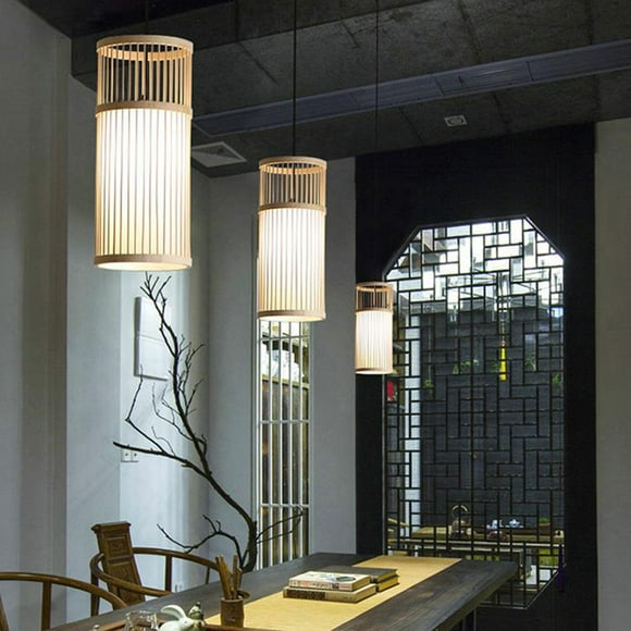 WEAVILUX 1Pack Japanese Zen Style Bamboo Chandelier for Bedroom Lighting