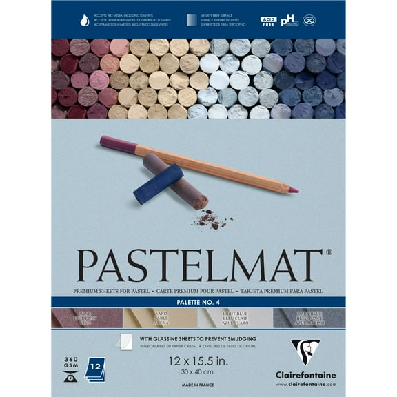 Clairefontaine Pastelmat Pad - 12" x 15-1/2", Palette No. 4, 12 Sheets