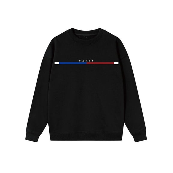 Whichone Men's New Fun Sweatshirt,Paris Tower Color Scheme Letters Print, A Casual Round Neck Loose Fit, And Autumn/Winter Casual Long Sleeves,S-XXL