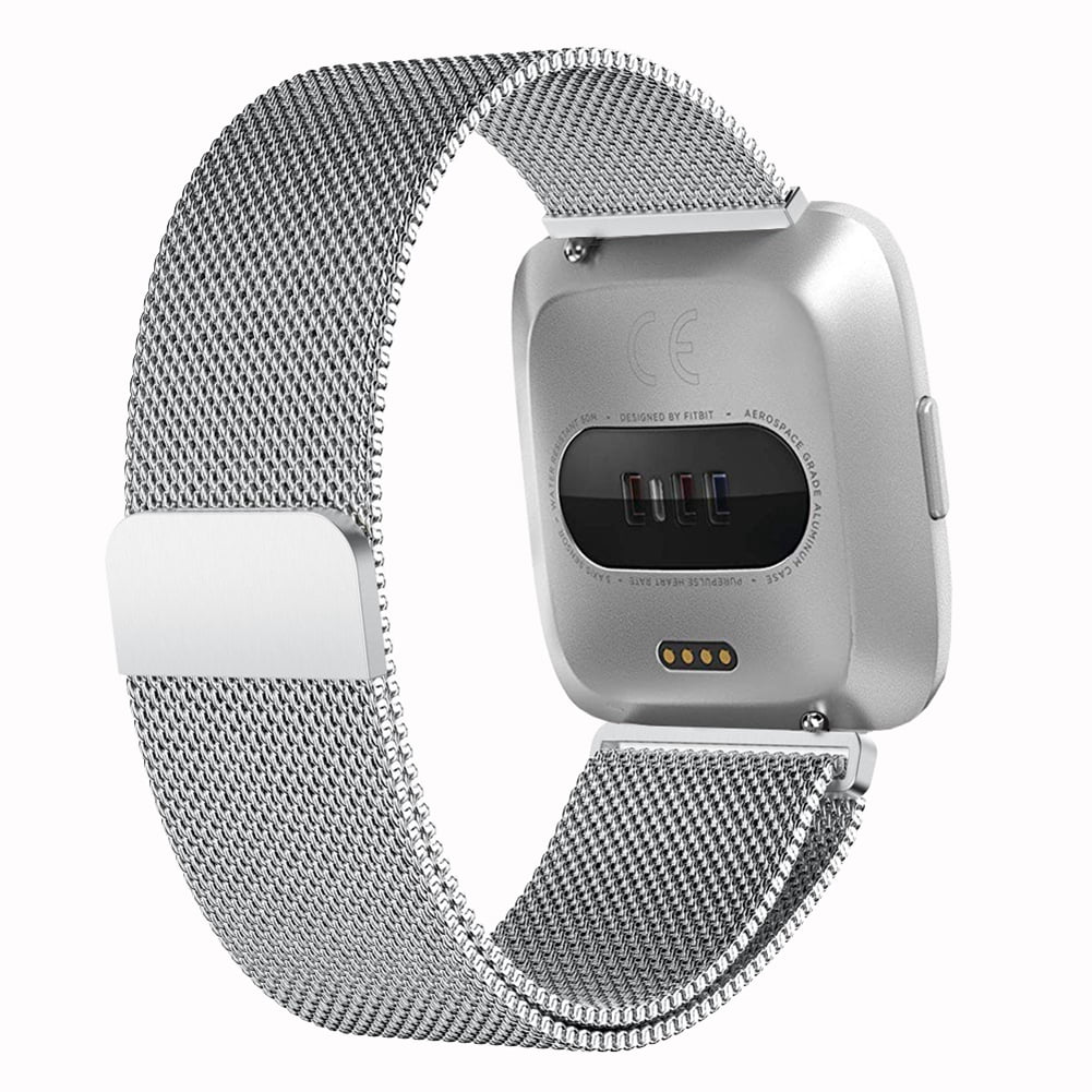 Vancle Metal Band Compatible with Fitbit Versa Bands Stainless Steel Milanese Mesh Loop Metal Replacement Wristbands with Magnet Lock for Fitbit Versa