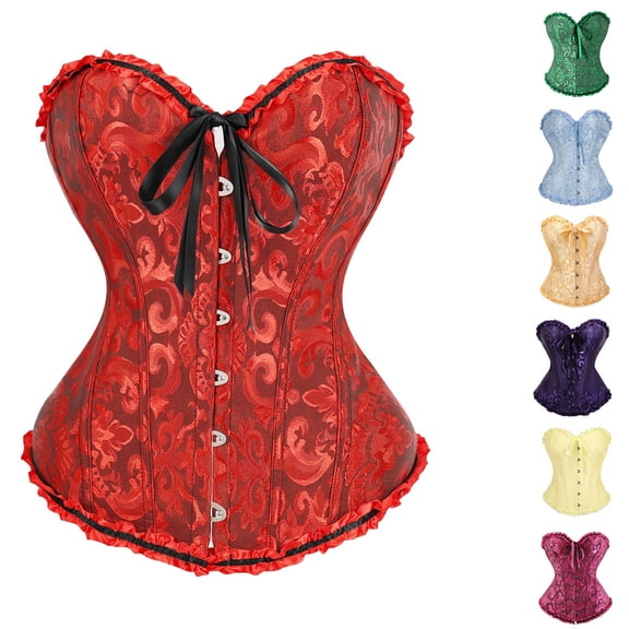 Women Corset Tops Sleeveless Front Closure Lace Waist Push Up Bodysuit Slimming Bustier Shapewear (XS, Wine)
