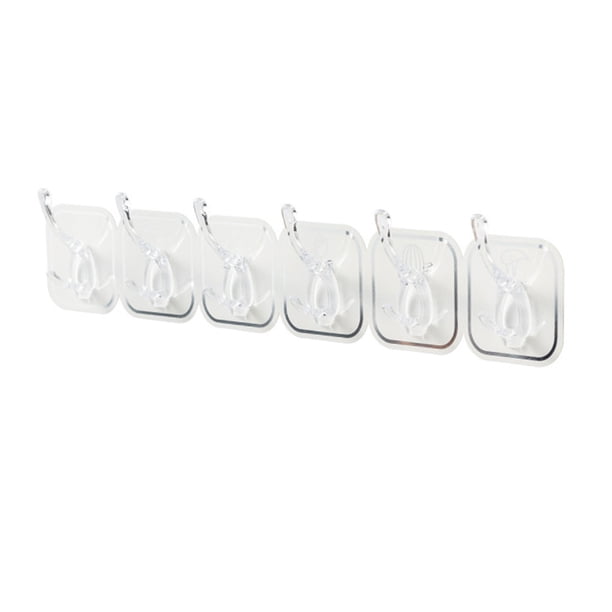 6 Ganchos Adhesivos Acrílicos para Montaje en Pared, Ganchos Autoadhesivos de Gran Capacidad de Carga, Diseño Elegante y Funcional para cocina y baño