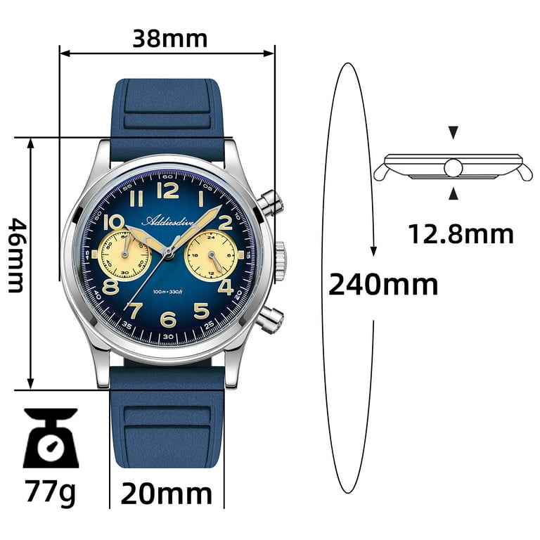ADDIESDIVE Men's Chronograph Watch Dive 100M Waterproof, Analog