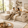thumbnail image 5 of Lofka 105" Sectional Sofa, Cloud Boneless Couch for Living Room, L-Shape Modern Soft Modular Couch for Bedroom, No Assembly Required, Beige White, 5 of 11