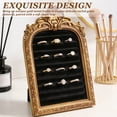 thumbnail image 2 of Vintage Velvet Ring Holder Arch Gold Small Jewelry Display Tray for Travel Wedding Photography Prop Black, 2 of 9