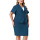 thumbnail image 4 of Conjunto de traje de oficina para mujer de talla grande de 2 piezas, blazer de manga corta con falda lápiz y botón 1X en azul pavo real, 4 of 6