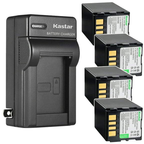 Kastar 4-Pack Battery and AC Wall Charger Replacement for JVC GR-D271US GR-D272 GR-D272US GR-D273 GR-D273AG GR-D273US GR-D275 GR-D275U GR-D275US GR-D280 GR-D280EX GR-D280US GR-D290 GR-D290AA GR-D290AC