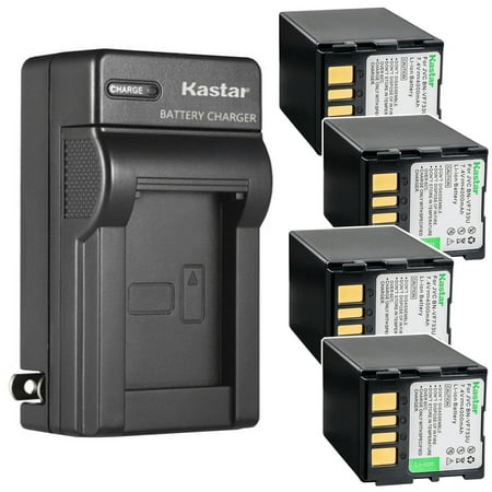 Image of Kastar 4-Pack Battery and AC Wall Charger Replacement for JVC GR-D346EY GR-D346US GR-D347 GR-D347U GR-D347US GR-D350 GR-D350AA GR-D350AC Camera JVC BN-VF707 BN-VF714 BN-VF733 BN-VF733U Battery
