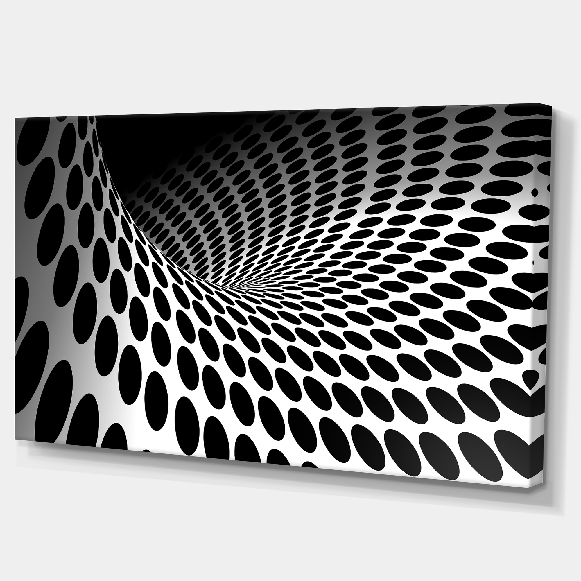 Designart 'Waves and Circles Black n’ White ' Abstract Canvas Art Print